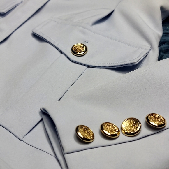 Sky blue v-neck pocket blazer suit jacket for women sz M - Picture 10 of 16